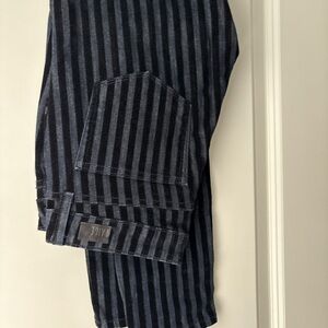 PAIGE Black and Gray Striped Cargo Pants